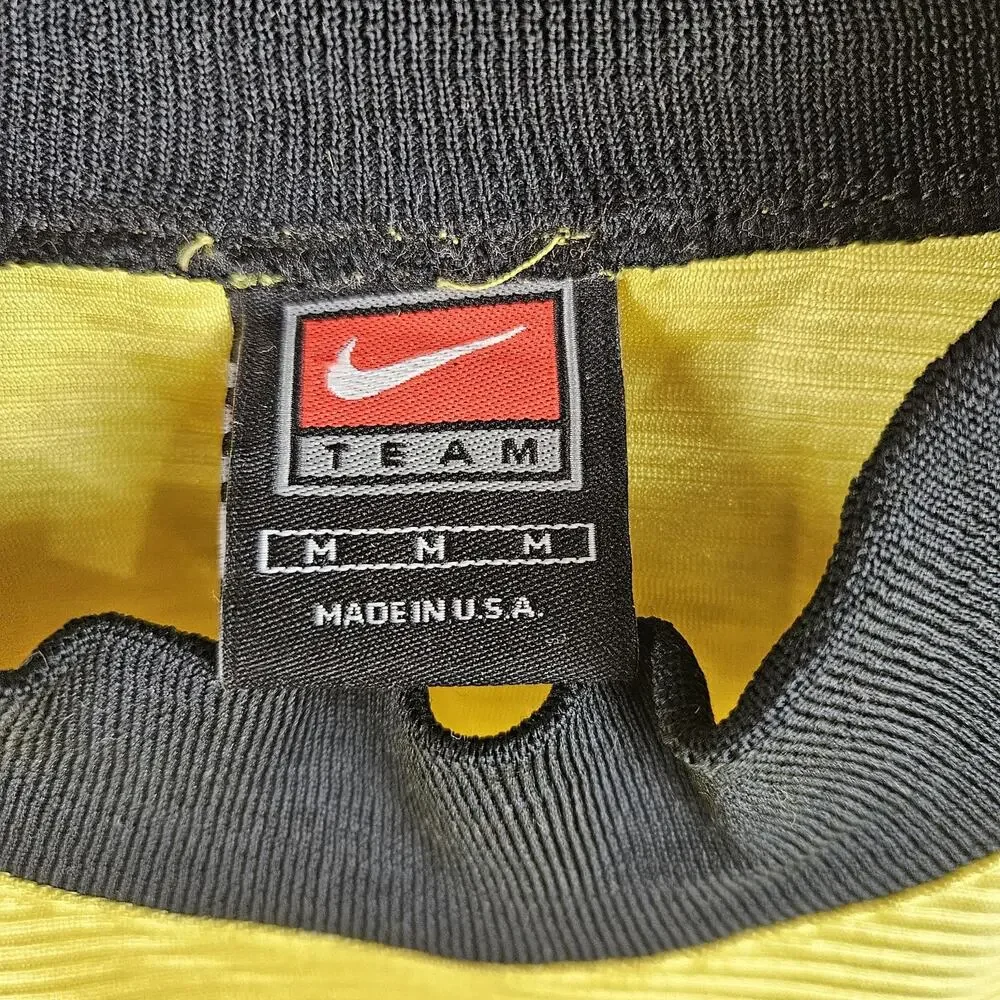 Vintage 90s Nike Soccer Jersey Men M Yellow Long Sleeve Goalkeeper Made In USA